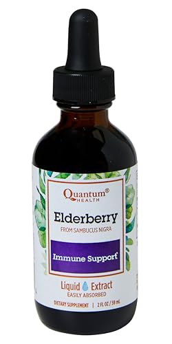 Quantum Health Black Elderberry Liquid Extract Sambucus Nigra Immune Support Formula 700mg - Daily Wellness Boost of Potent Antioxidants for Women & Men - High Dose, Fast Absorption, Vegan - 2 Fl Oz