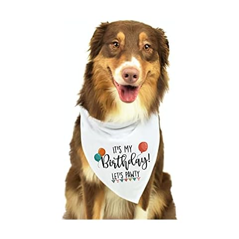 Moonwake Designs, It's My Birthday, White Polyester Dog Bandana, Pet Gift Cover