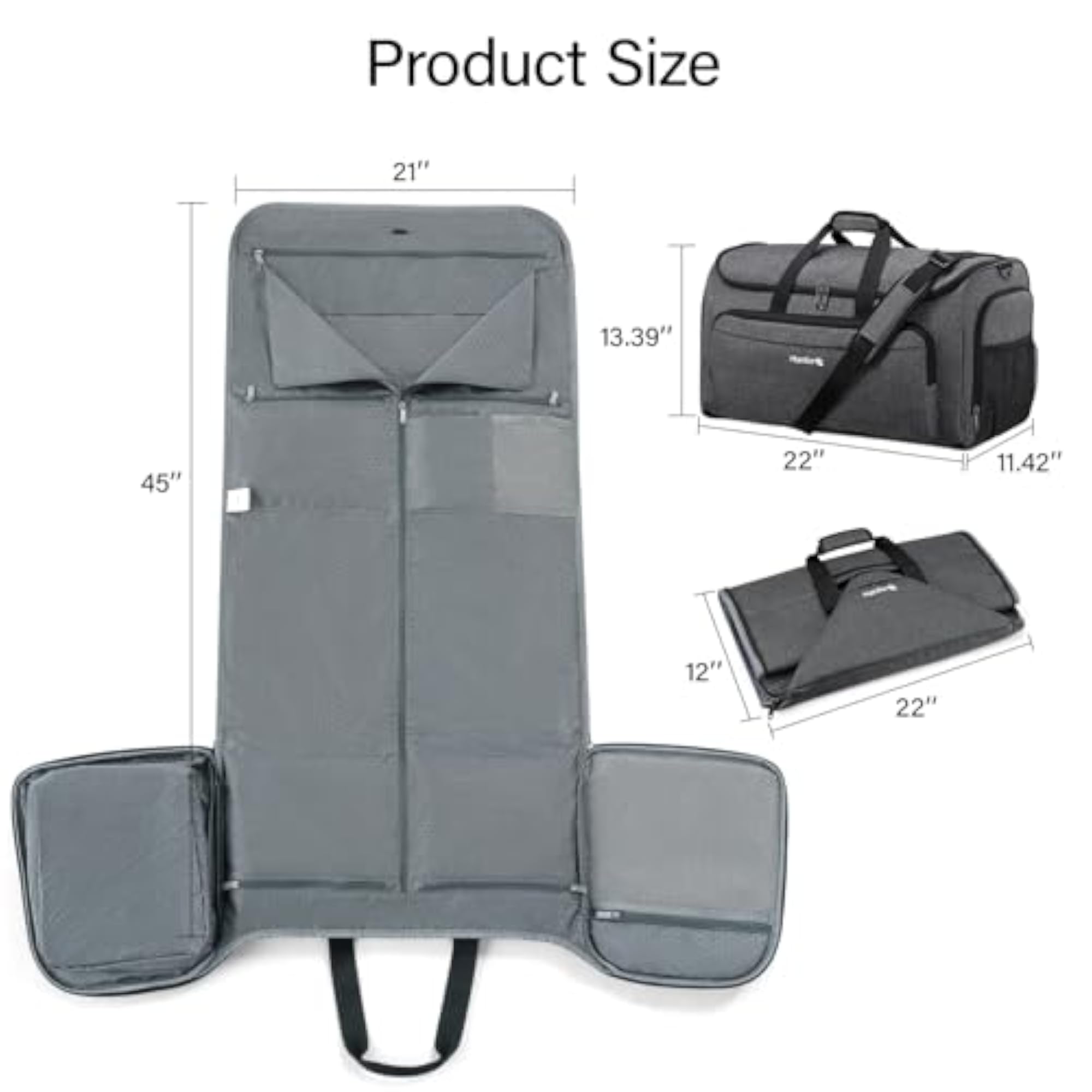 Garment Duffle Bags for Travel, Dark Grey