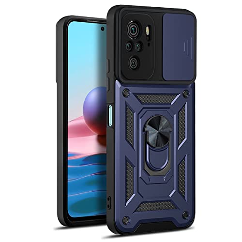 DESSEN Cover per Xiaomi Redmi Note 10 Pro/Note 10 PRO MAX 4G, Custodia Morbida in Silicone TPU/PC e Obiettivo Case, Antiurto Guscio con Magnetico Anello Rotante Supporto Bumper. Blu