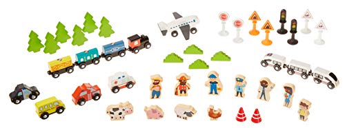 amazon basics 120 piece wooden train set with table sturdy tracks and storage bin multi-activity kids gift for age 3y 4862 x 1807 x 701 in