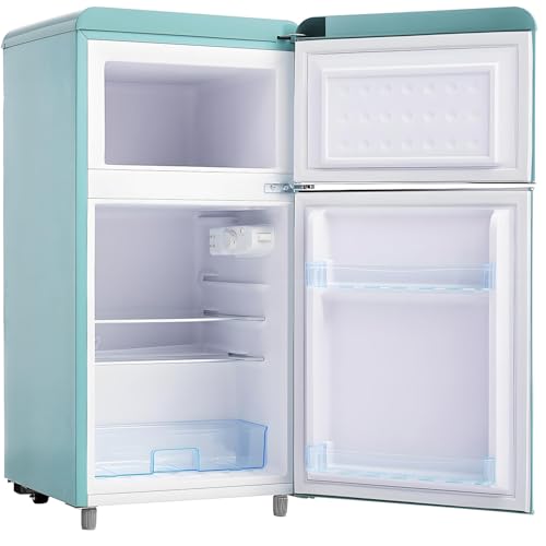 Frigorífico retro, 72 litros de volumen y congelador de 21 litros, iluminación LED, 120 kWh/año, clase energética E,Blue