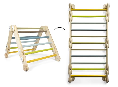 Small Foot Kletterdreieck-Sprossenwand 2in1 „Adventure“ aus Holz, mit 4 Adaptern, Bewegungsspielzeug, ab 2 Jahren, 12625
