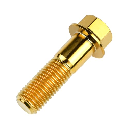 Image of Titanium Bolt M12 30 35 40 45 50 55 60 65 70 75 80 85 90mm Hex Small Flange Head for Motorcycle Car Modification Pack of 4 (M12x40mm Pitch 1.25, Gold)