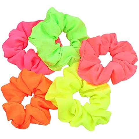 7PCS Lovely Fluorescent Color Neon Hair Scrunchies Interlock Hair Elastic Hair Bands Colorful Hair Tie Ropes Ponytail Holder Accessory for Women Lady Girls Cover
