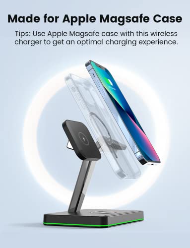 Image of Wireless Charger for MagSafe, 3 in 1 Charging Station for Apple, Magnetic Wireless Charging Stand for iPhone 14 /13 /12 Series, Apple Watch Ultra /8 /SE /7 /6 /5, AirPods 2 /3 /Pro /Pro 2