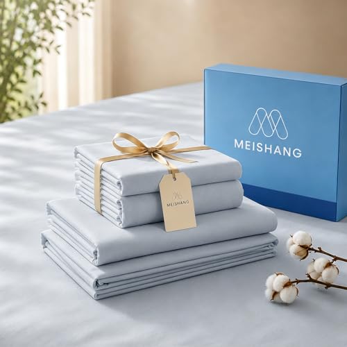 Image of MEISHANG 1000TC Egyptian Cotton Sheets Queen, 16 inch Deep Pocket | 1000TC Egyptian Cotton Sheets, Sateen Weave, Ultra Soft & Breathable, OEKO-TEX Certified
