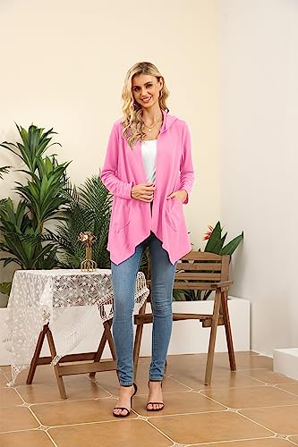 Image of VIISHOW Womens Lightweight Casual Hoodie Cardigans Open Front Waffle Knit Long Sleeve Outwear Coat with Pockets