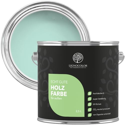 Lignocolor Holzfarbe Außen glänzend | wetterfeste Farbe für den Außenbereich (Mint glänzend, 750ml) | hochdeckend & hochbeständig