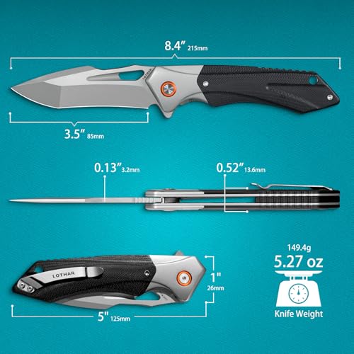 Image of LOTHAR Lich King Folding Pocket Knife, Tactical Pocket Knife for Men Women | 3.5 inch D2 Steel, G10 Handle, Cool Knife for Camping, Survival, Outdoor Gear, Christmas Halloween Father Day Gifts for Him