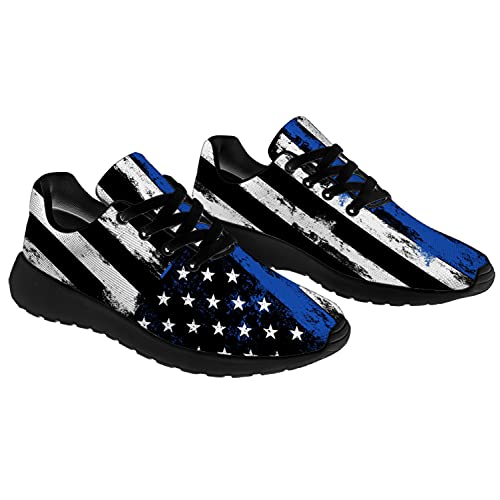 Womens Mens Thin Blue Line Shoes Running Shoes Walking Tennis Sneakers Honor Duty Courage American Flag Shoes Gifts for Boy Girl,Size 10.5 Men/12 Women Black4