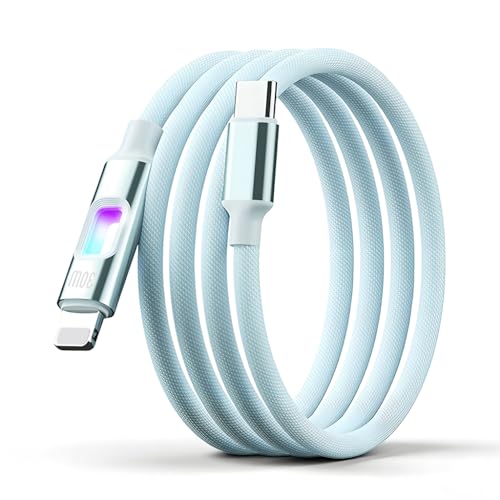 Image of Verilux PD 30W Type C to Lighting Cable with Breathing Light, 5.9Ft /1.8M Lighting Cable Nylon Braid with 480Mbps Data Sync for iPhone 14 /13 /12 /11 Pro Max X XS XR 8 /7 /6s Plus SE, Blue