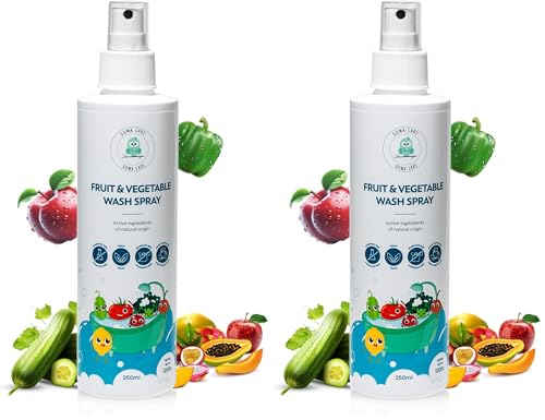 Desinfectante Frutas y Verduras Limpiador natural de frutas en spray para frutas y verduras, sin fosfatos, 250 ml (Paquete de 2)