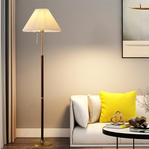 Lámpara de pie para salón y rincón de lectura con pantalla plisada y estilo moderno