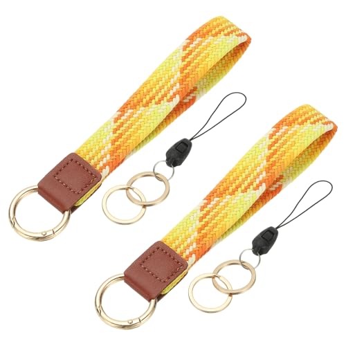 PATIKIL Keychain Wristlet Wrist Lanyard Strap 2 Pcs Orange