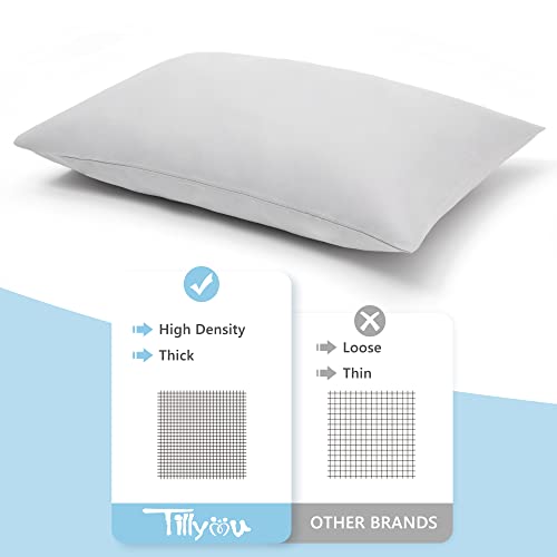 Image of TILLYOU Toddler Pillowcase 2 Pack with Envelope Closure,13 inch x 18 inch Silky Soft Microfiber Travel Pillow Case Kids Pillowcases for Boys and Girls,Gray