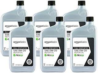 Amazon Basics Full Synthetic Motor Oil, SN Plus, 0W-20, 1 Quart, 6 Pack