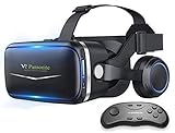 Pansonite Vr Headset with Remote Controller, 3D Glasses Virtual Reality Headset for VR Games & 3D Movies, Eye Care System for iPhone and Android Smartphones (Sb-Black)