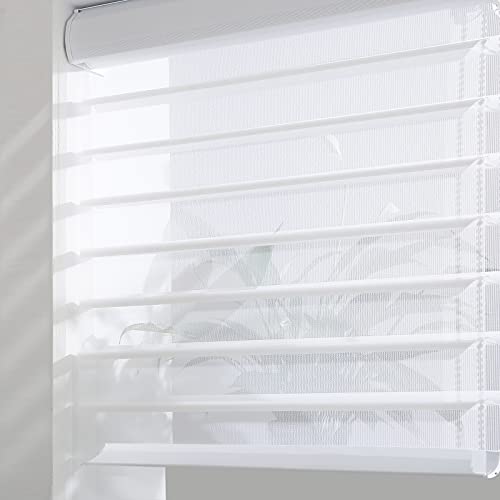 Tonature Custom Cut to Size Shangri-La Window Roller Shades Sheer Shades Light Filtering Room Darkening Solar Roller Blinds UV Protection Light Control for Day and Night Soft White XG6013-1