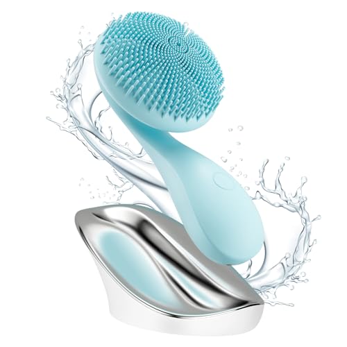 2 in 1 Facial Cleansing Brush,Rotating Magnetic Beads & Massage Cleaning Silicone Face Scrubber?Waterproof and Rechargeable Face Scrub Brush