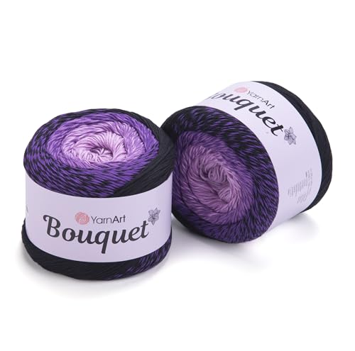 Hilo de algodón sin nudos Yarn Art Bouquet de 546 yardas multicolor para tejer 2