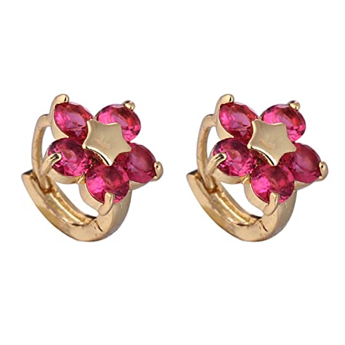 Boucles d'oreilles or jaune 18 carats femmes moissanite créoles rondes fleur d'étoile