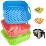 3 Pcs Silicone Air Fryer Liners Square Airfryer Liners 4-7 QT 7.1 Inch Reusable Air Fryer Silicone Pot Oven Liner Baking Tray, Air Fryer Basket Silicone Mat Bowl Air Fryer Accessories Kitchen Gadgets -  Seropy