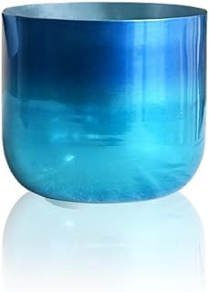 Cuenco de alquimia azul Aurora, cuenco de cristal, cuenco tibetano de siete colores, instrumento musical de cuenco de cristal transparente, de 6 a 7 pulgadas hecho a mano a medida, instrumento de medi