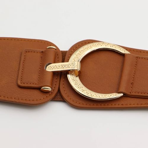 ZYALTFDC Women Fashion Wide Stretchy Waist Belts Elastic Gold Buckle Cinch Belt for Dresses Lady Girls Trendy Waistband2