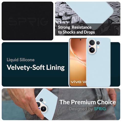 Image of SPRIG Compatible with Vivo V60 Premium SilkTone Back Cover Drop Tested Shock Proof Mobile Case for Men, Women, Boys and Girls with Camera Protection (Light Blue)