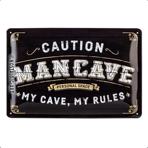 Nostalgic-Art Retro Man Cave Metal Tin Sign – Gift Idea for Men – Vintage Design for Decoration, 20 x 30 cm