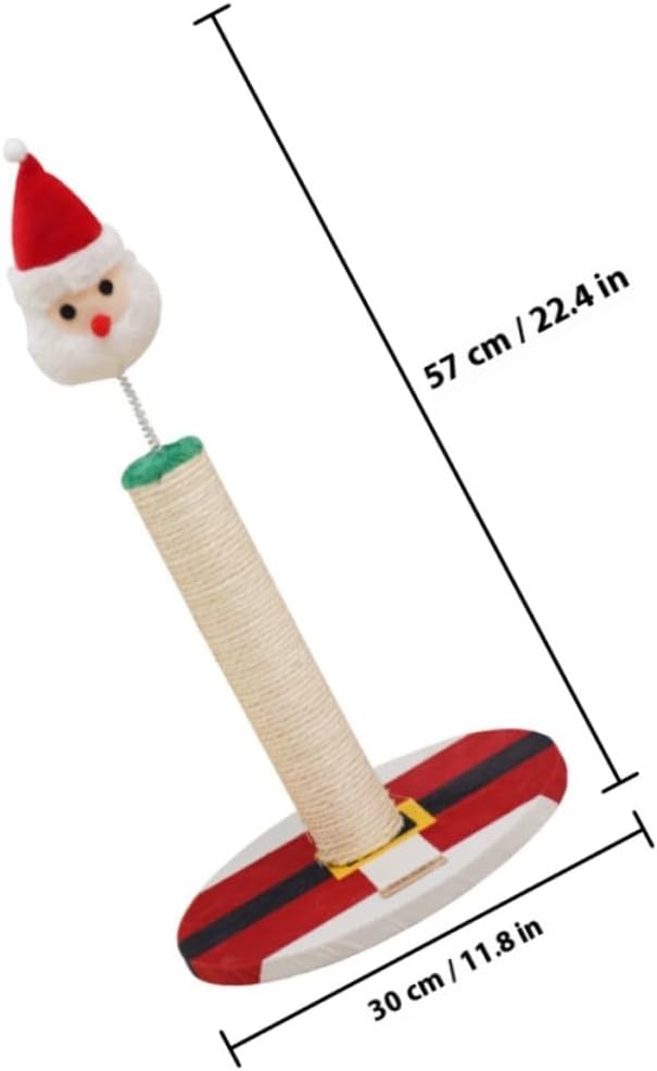 SUPVOX Christmas Santa Cat Scratching Post Sisal Claw Scratcher Pole Indoor Kitten Climber Cat