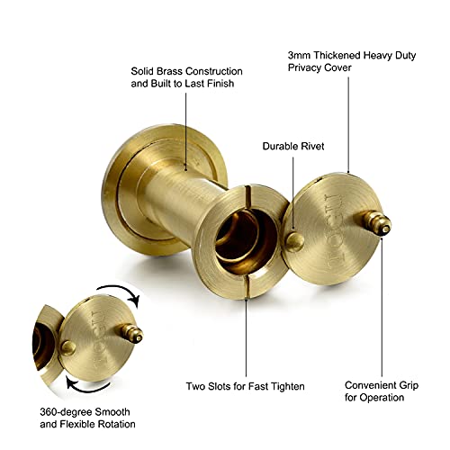 Image of TOGU TG2614YG-SC Brass UL Listed 220-degree Door Viewer with Heavy Duty Privacy Cover for 1-3 /8 inch to 2-1 /6 inch Doors, Brushed Satin Gold Finish