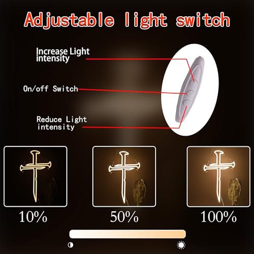 Image of Three Nails Led Cross Neon Sign for Wall Decor,Nails Jesus Light Up Cross Neon Lights for Home Decoration Room Decor, Christian Religious Events Easter Gifts for Church Room Bedroom Believers