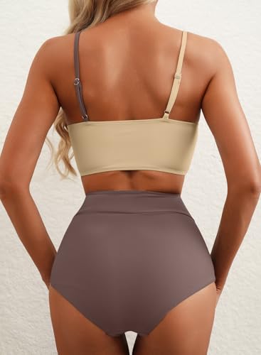 Image of Herseas Women 2 Piece High Waisted Bikini Sets Color Block Popular Swimsuit 2026 Summer Beach Best Bathing Suits
