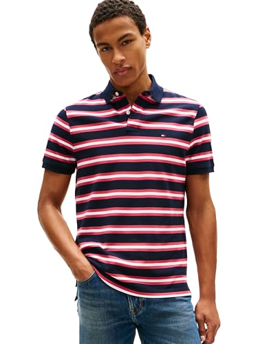 Image of Tommy Hilfiger Men's Short Sleeve Polo Shirts in Regular Fit With Stretch and Organic Pique Cotton