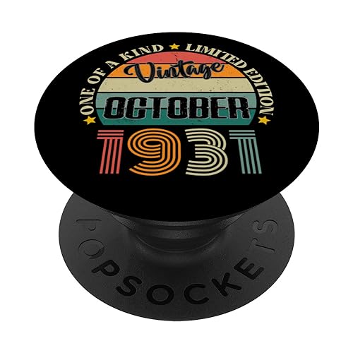 93 Años Vintage Octubre 1931 93 Cumpleaños Retro PopSockets PopGrip Intercambiable