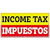 Remagr 2 x 4 Feet Income Tax Impuestos Banner Sign Fabric Polyester Outdoor Advertising Banner Flag for Tax Service Counters Accounting Office Entrances Community Events