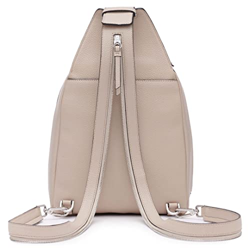 Image of Calvin Klein Women's Myra Backpack for Women - Vegan Leather Convertible Sling Backpack, 2 Pockets, Mushroom, One Size
