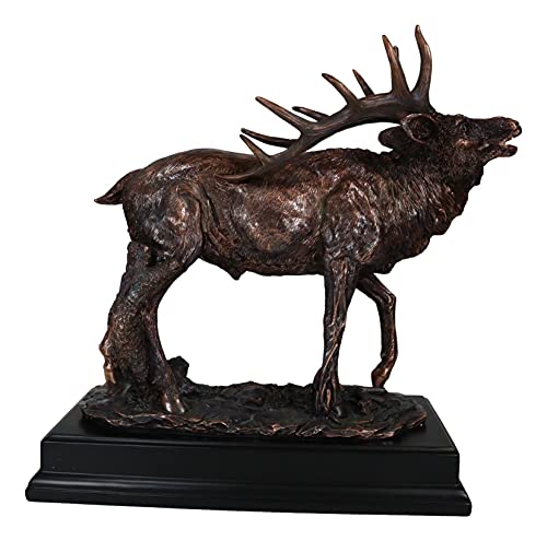 Estatua de Alce Emperador de Resina 14 in con Base Negra miniatura 5