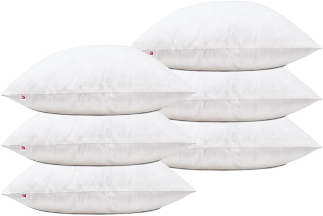 Lancashire Textiles Limited Manufacturers of quilts, pillows and homewares Duck Feather Cushion Pad Inner Insert 6 Pack 18" x 18" (45cm) - 100% Downproof Cotton Cover - Made in UK