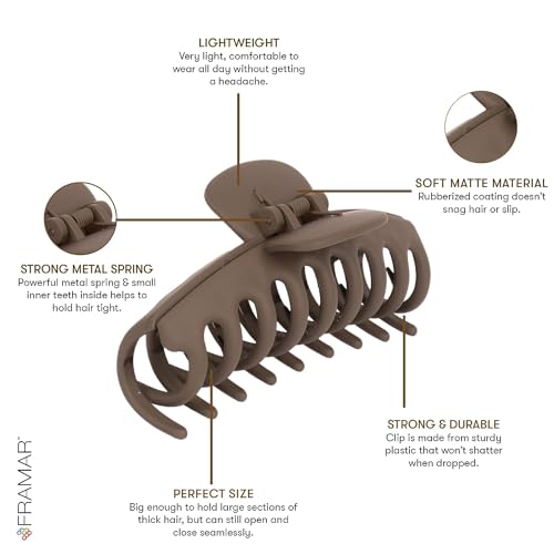 Image of Bakefy- 4 pcs Extra Large Hair Claw Clips for Thick Long Hair, Non-Slip Square Rectangle Jumbo Big Strong Hold Jaw Clip, Xl Jumbo Claw Clips for Women, Neutral