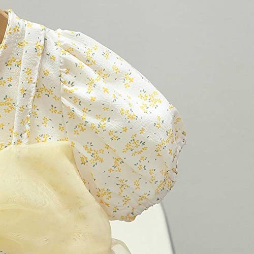 Vestido de princesa para meninas com gola redonda manga bolha laço de malha para meninas vestido ado