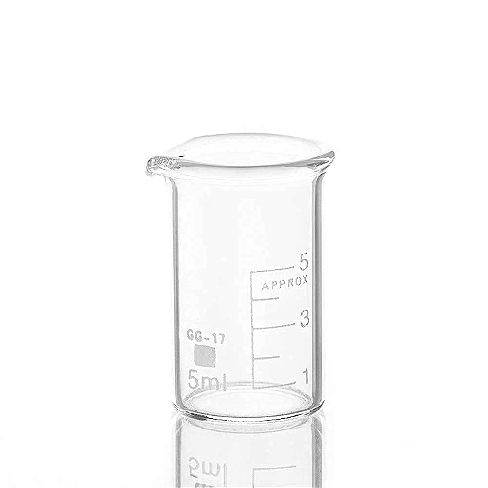 MaGiLL Laboratorio 10 Bicchieri da 5 ml in Vetro in Forma Bassa per Bilancia da Laboratorio di Chimica Misurazione di Forniture per Ufficio per l'istruzione addensata (5 ml)