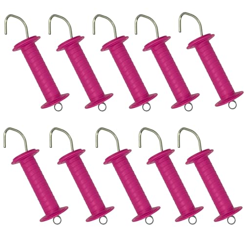 Torgriffe für Weidezaun mit Haken, Zugfeder Elektrozaun, 10x Torgriff, rosa Torgriffe für Weidezaun mit Haken, Zugfeder Elektrozaun, 10x Torgriff, rosa