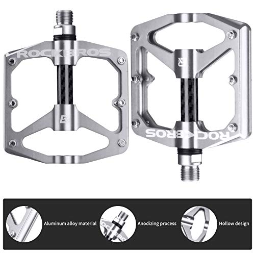 Rockbros 2017-12ES/2 Rock Bros Mountain Bike Pedals Flat Bicycle Pedals 9/16 Lightweight Road Bike Pedals Carbon Fiber Sealed Bearing Flat Pedals thumb #4