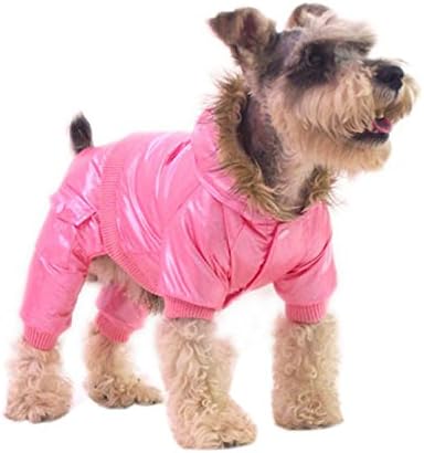 Luxury Schnauzer Winter Dog Clothes Hoodie Waterproof Warm Four-legged Pet Coat L Pink