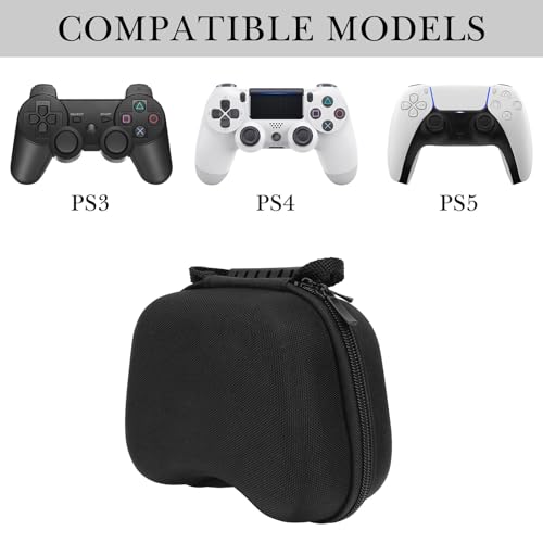 Linkidea Funda para Controlador Duro Compatible con Sony PlayStation 5 DualSense, PS4 DualShock 4, PS3 Dualshock 3, Bolsa de Almacenamiento de Accesorios para Juegos (Negro) - imagen 3