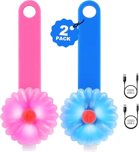 AHJ Dog Light 2 Pack Dog Safety Lights for Night Walking USB-C Rechargeable Dog Light Clip-On LED for Kids Backpacks Dogs Runners Joggers Cyclists Camping & Hiking (Pink and Blue)