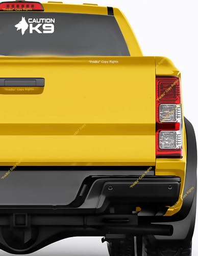 Image of Caution K9 Decals and Stickers for Vehicles and Cars Police Dog Law Enforcement Car Window Decal. 7.5 inch W x 4.0 inch H, | White |.